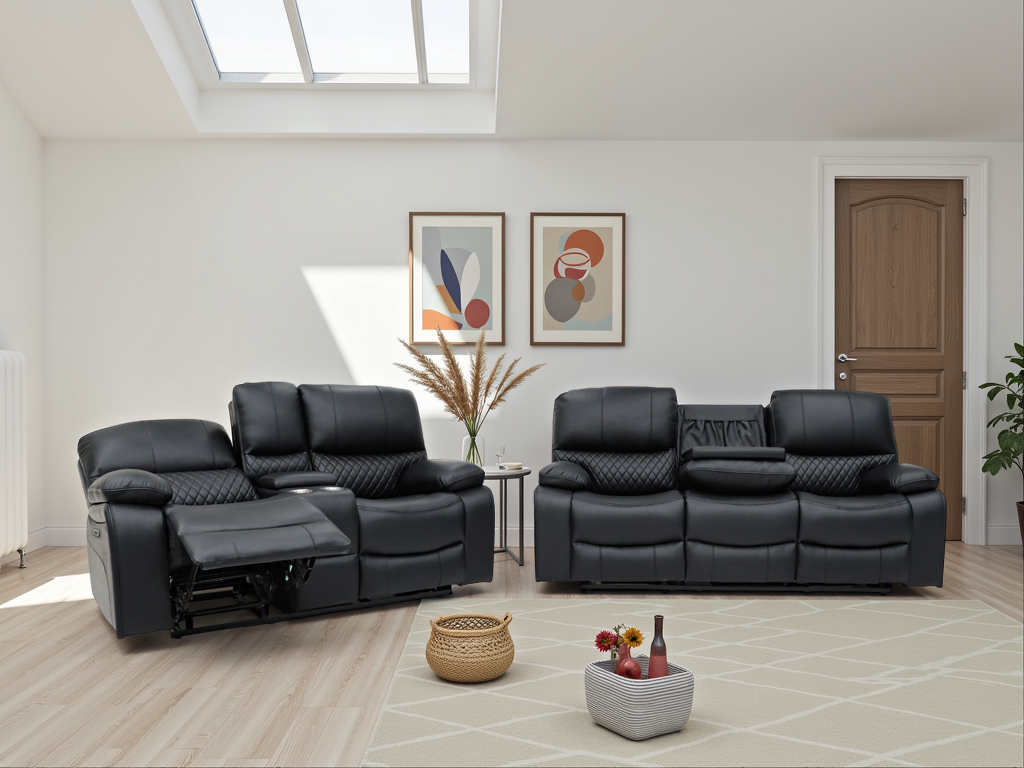 Orla Electric Recliner Sofa Black 3+2 Set
