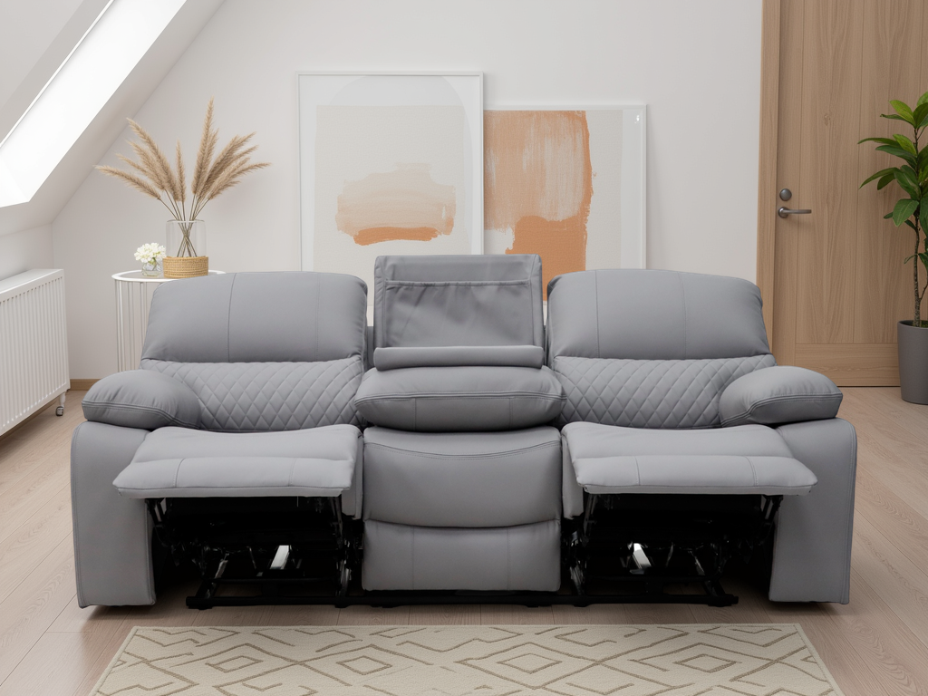 Orla Electric Recliner Sofa Grey 3 Seater