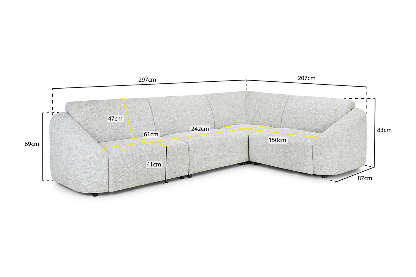 Tucano Modular Sofa Ivory Right Hand Facing Corner