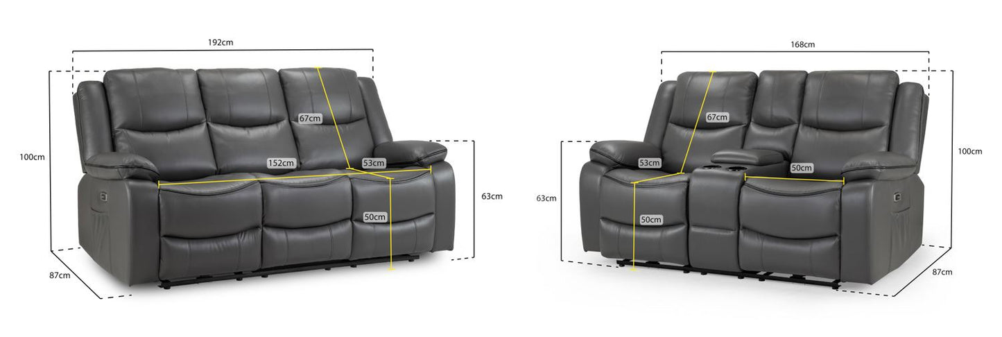 Harald Electric Recliner Sofa Grey 3+2 Seater