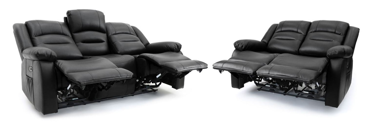 Alva Electric Recliner Sofa Black 3+2 Set