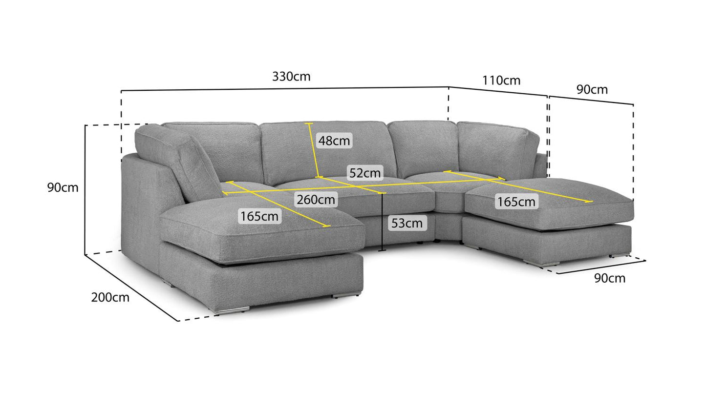 Inga Fullback Sofa Grey U Shape Corner