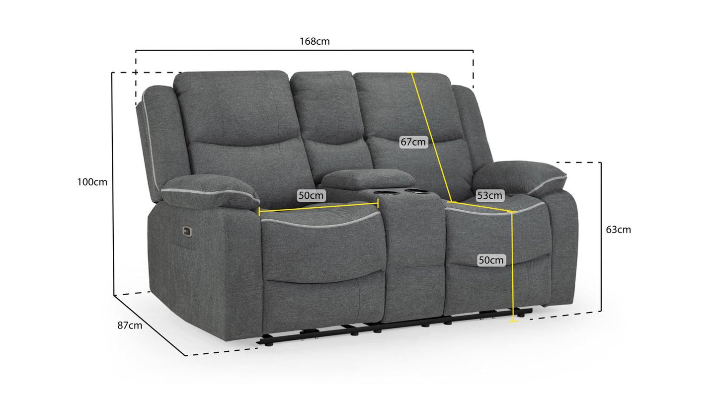 Harald Electric Recliner Sofa Graphite 2 Seater