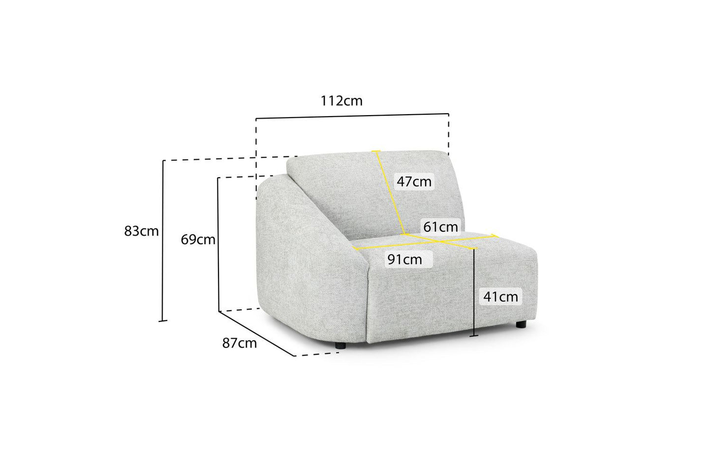 Tucano Modular Sofa Ivory Left Hand Arm Piece