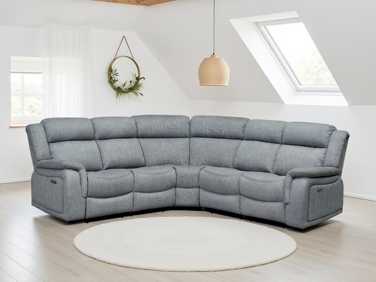 Linden Electric Recliner Sofa Grey Large Corner