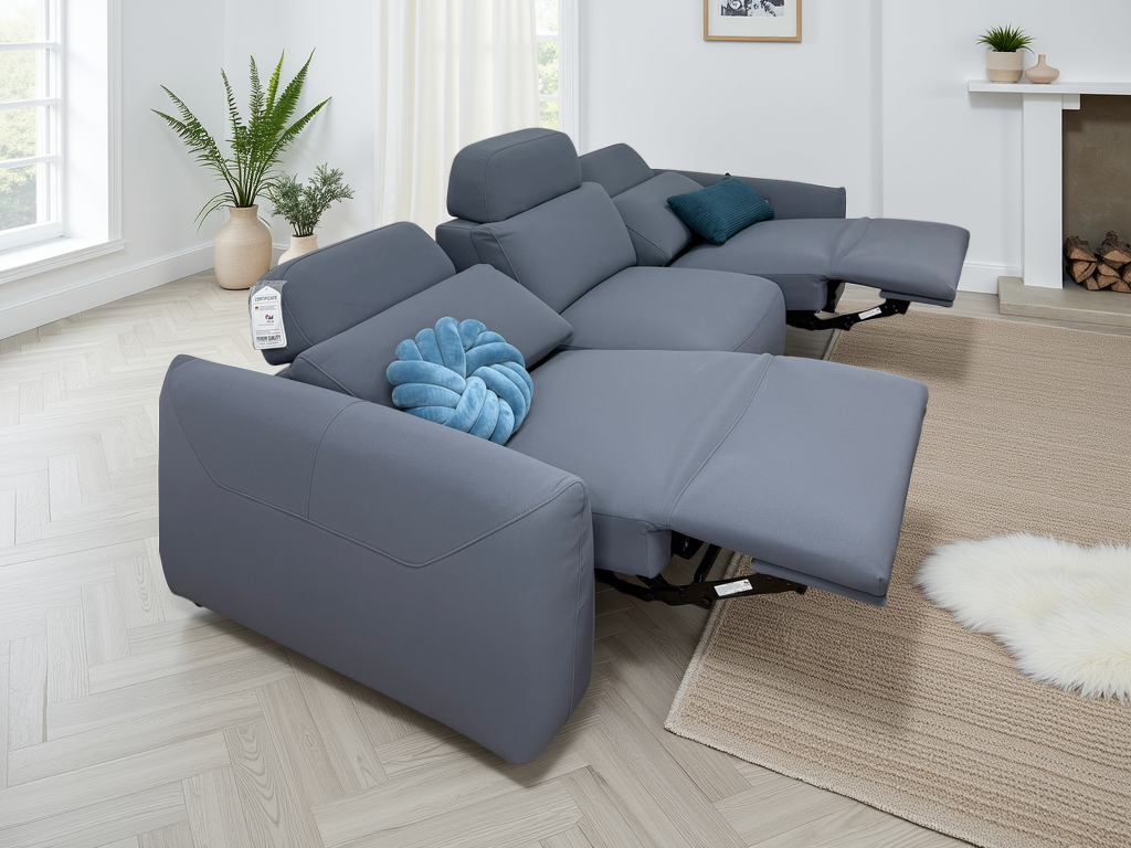 Primrose Electric Recliner Sofa Grey 3 Seater