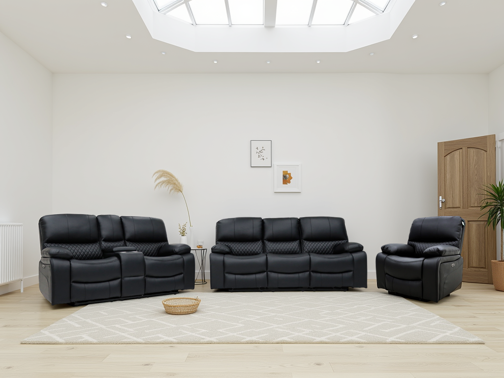 Orla Electric Recliner Sofa Black 3+2+1 Set