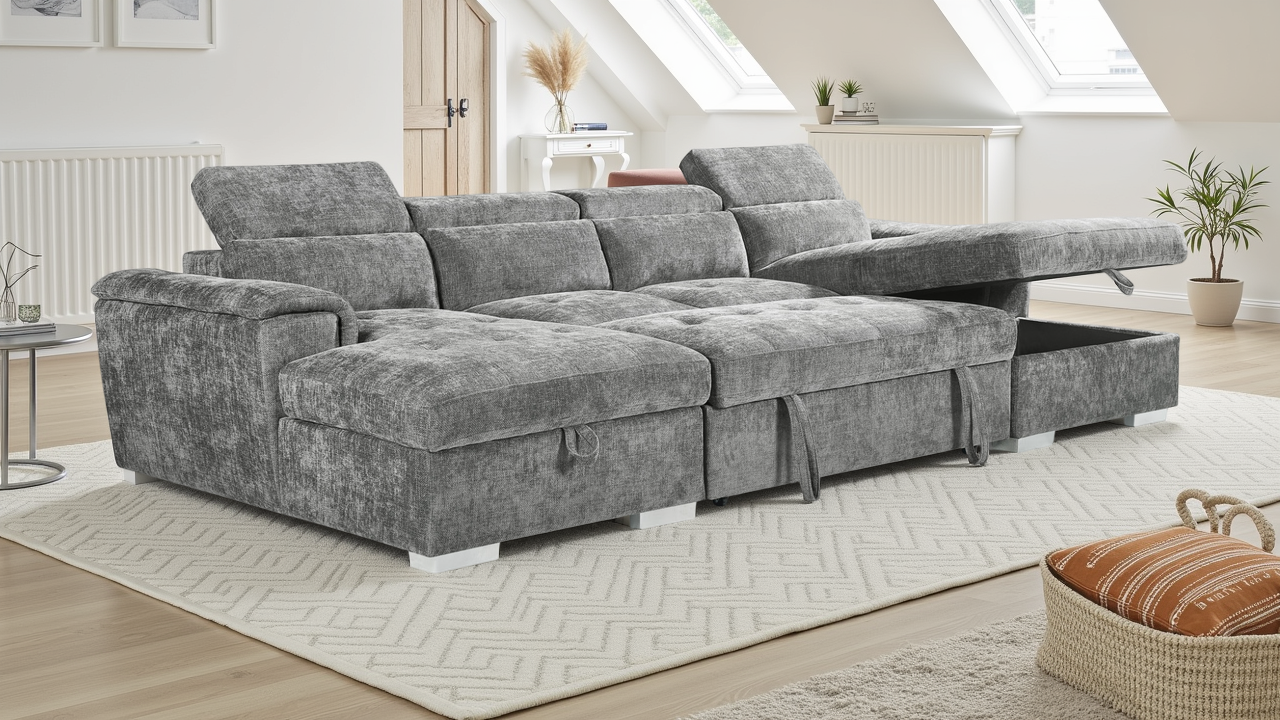 Alaya Sofabed Grey U Shape Corner