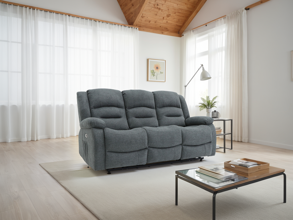 Alva Electric Recliner Sofa Graphite 3 Seater