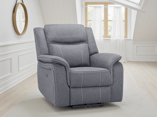 Galaxy Tech Electric Recliner Armchair Grey Fabric