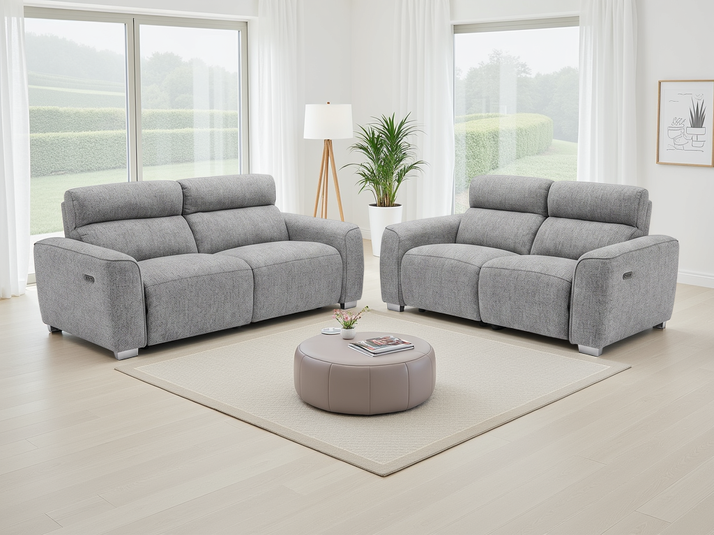 Toronto Electric Recliner Sofa Grey 3+2 Set