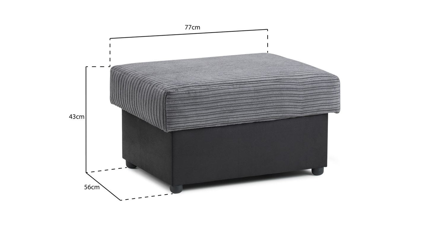 Logan Sofa Black/Grey Footstool