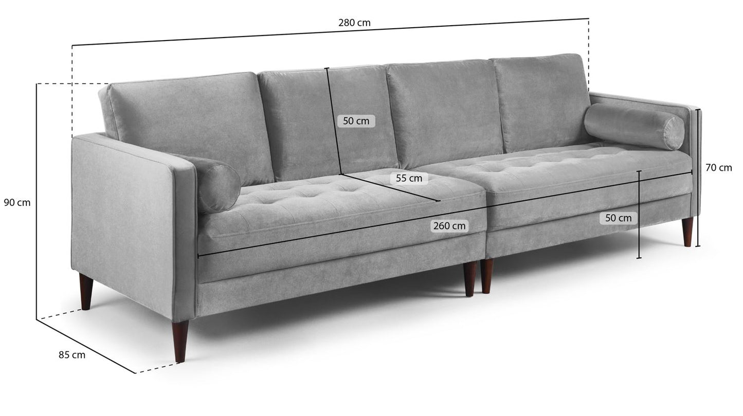 Harper Sofa Plush Grey 4 Seater