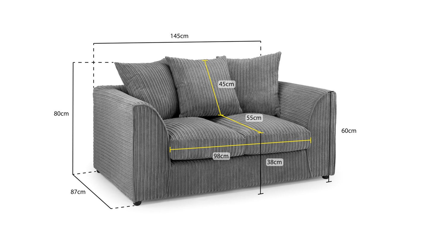 Harley Jumbo Sofa Grey 2 Seater