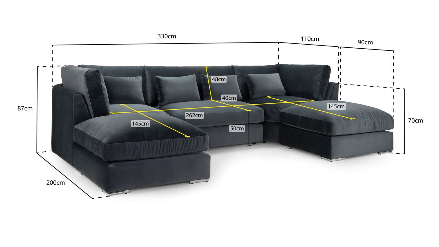 Beatrix Sofa Slate U Shape Corner