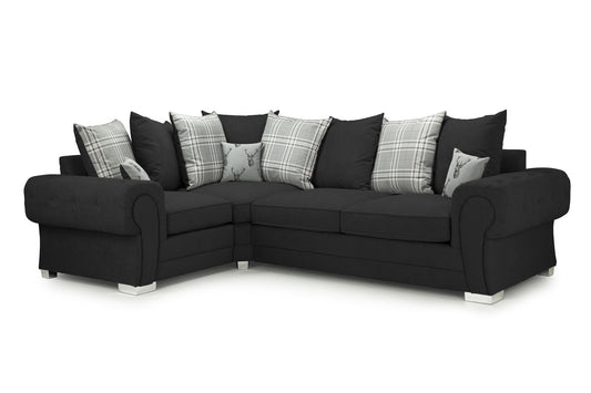 Verona Scatterback Sofa Black Left Hand Facing Corner