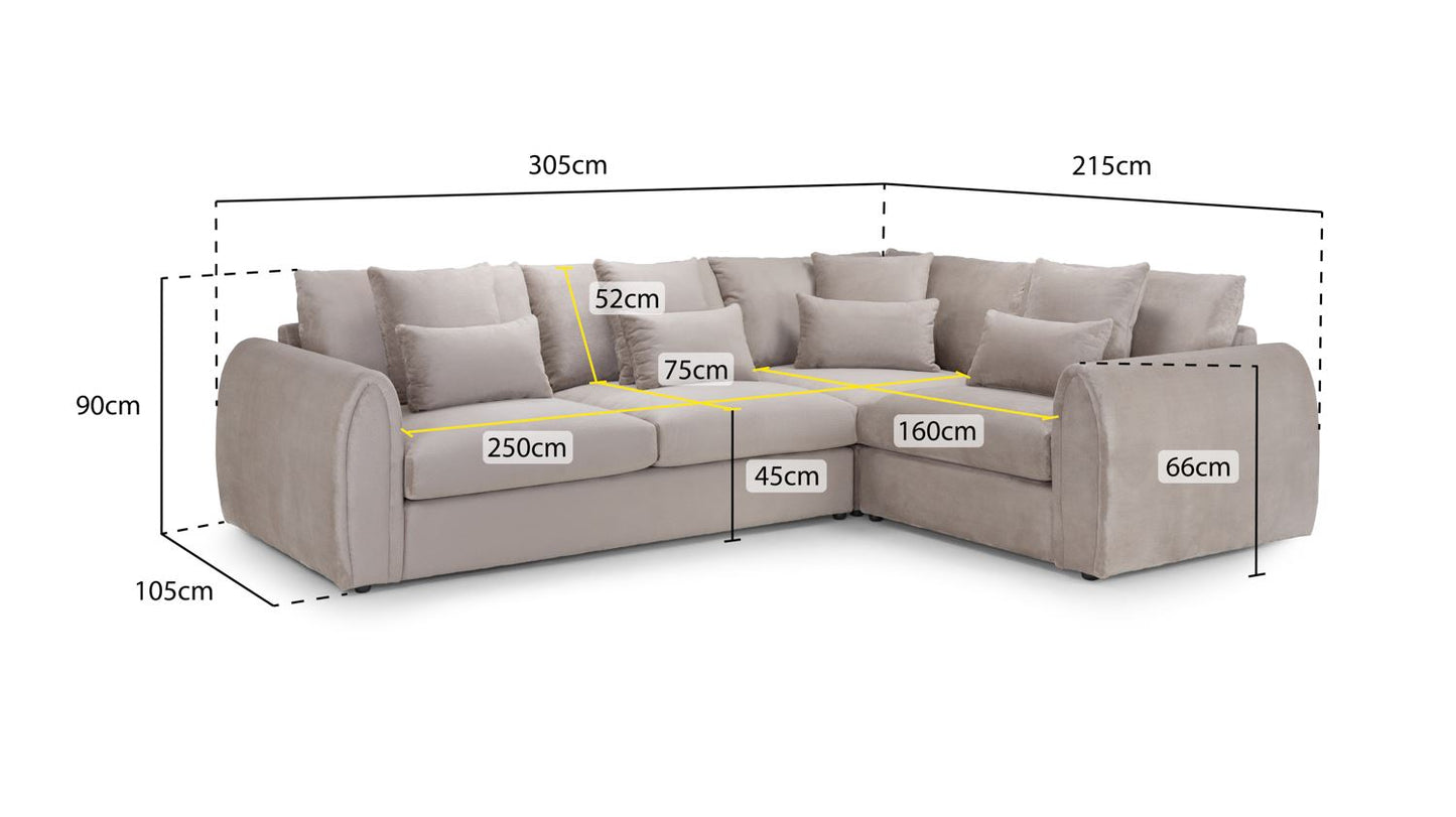 Mirabel Sofa Mocha Right Hand Facing Corner