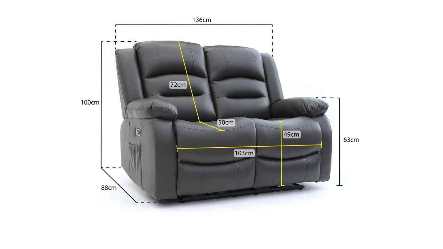 Alva Electric Recliner Sofa Grey 2 Seater