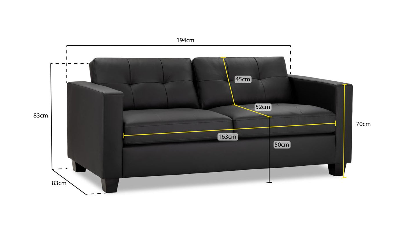 Jerry Sofa Black 3 Seater