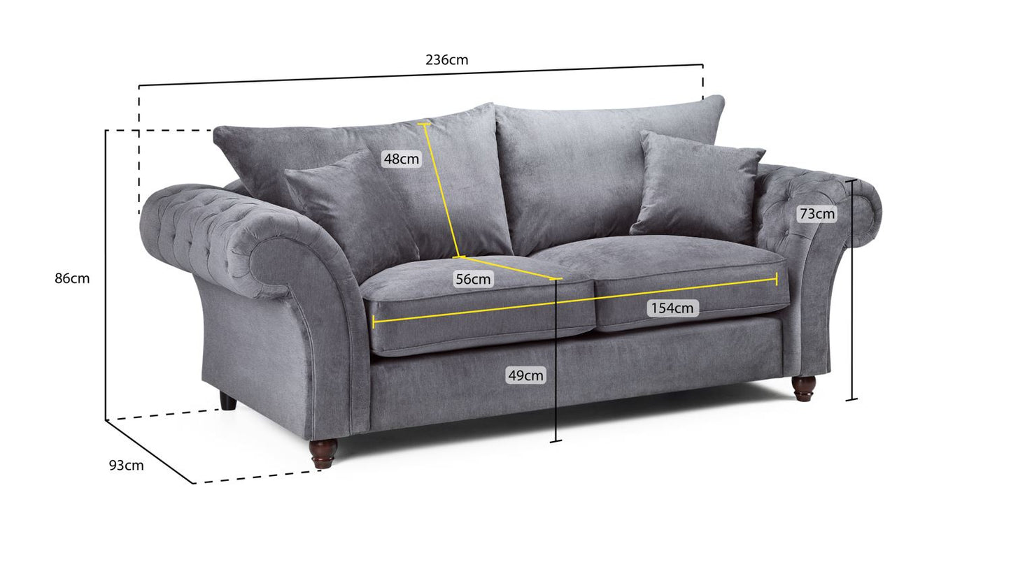 Windsor Fullback Sofa Grey 3 Seater