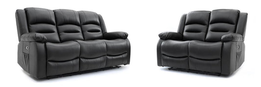 Alva Electric Recliner Sofa Black 3+2 Set