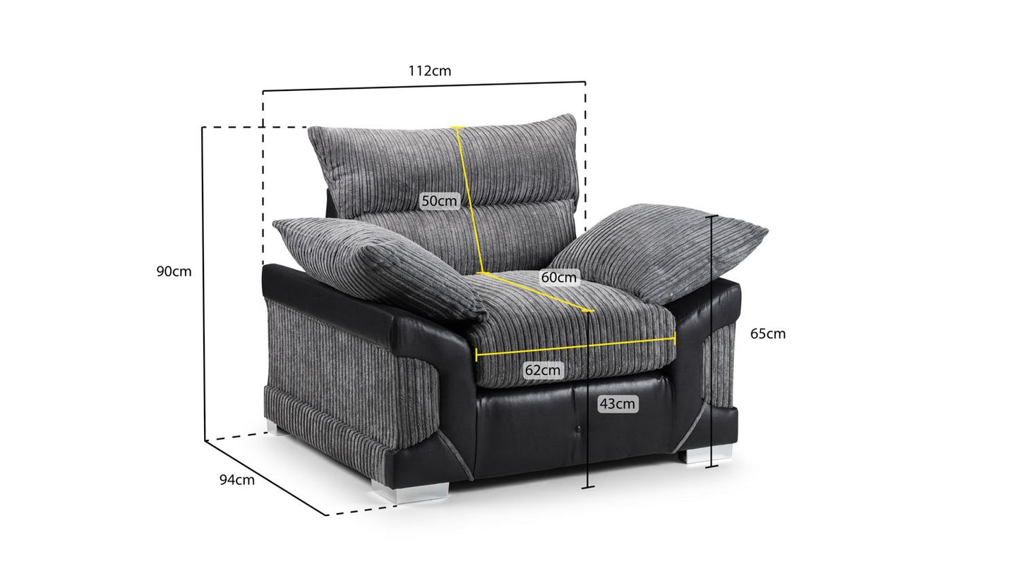 Logan Sofa Black/Grey Armchair