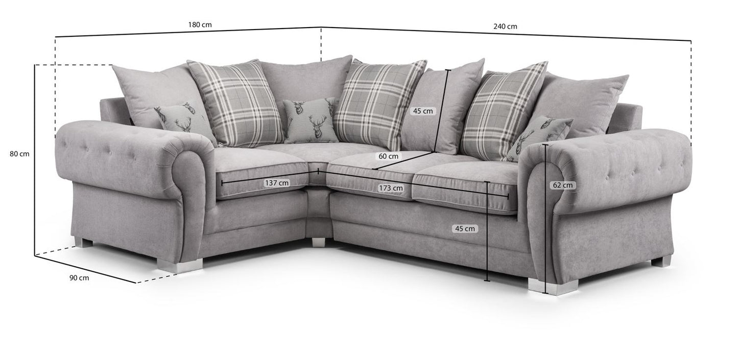 Verona Scatterback Sofa Grey Left Hand Facing Corner