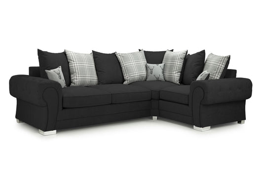 Verona Scatterback Sofa Black Right Hand Facing Corner