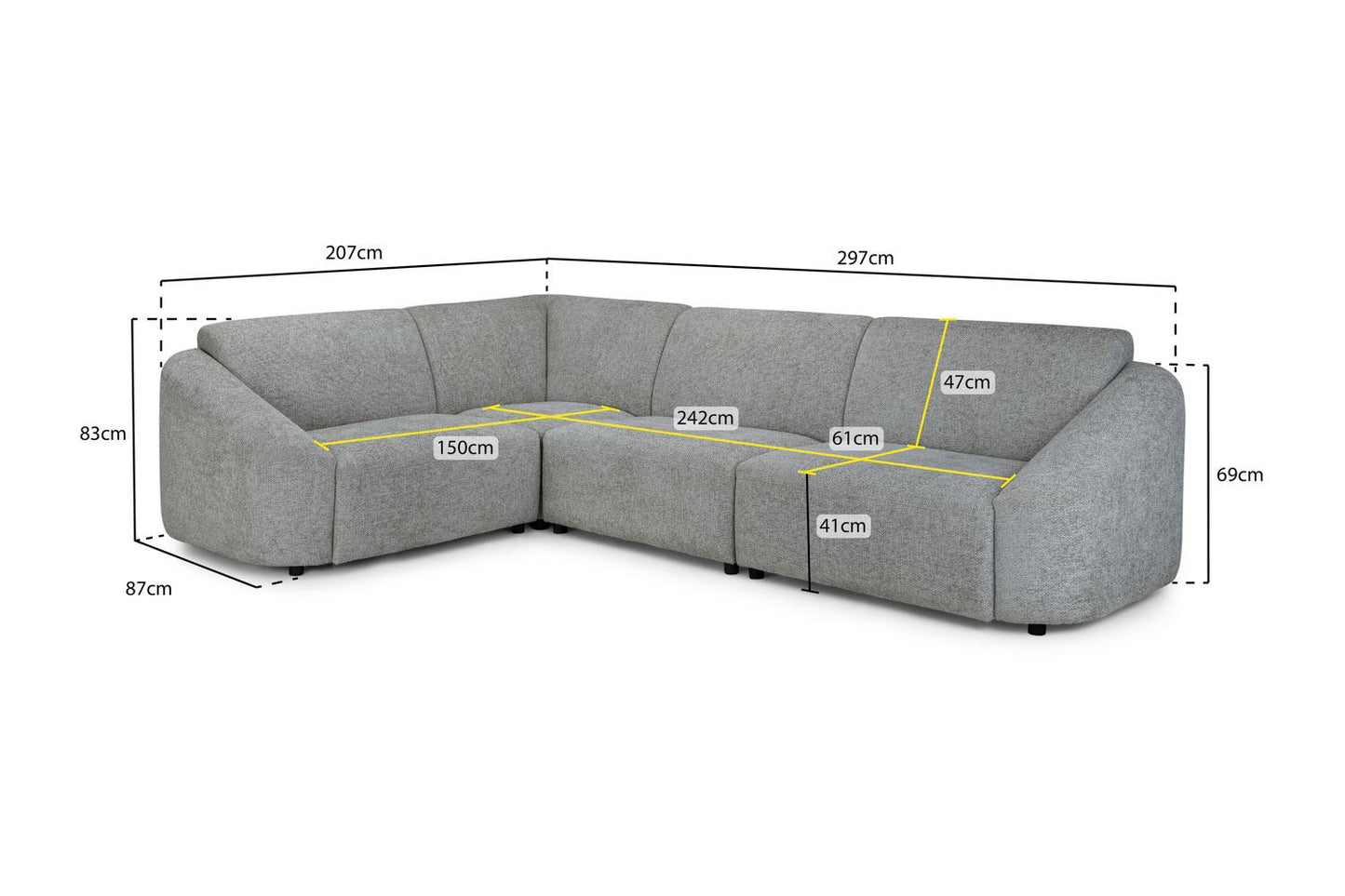 Tucano Modular Sofa Grey Left Hand Facing Corner