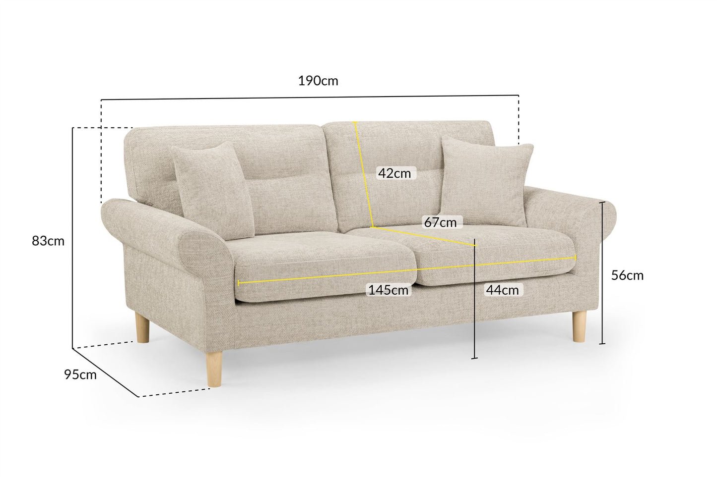 Florence Sofa Beige 3 Seater