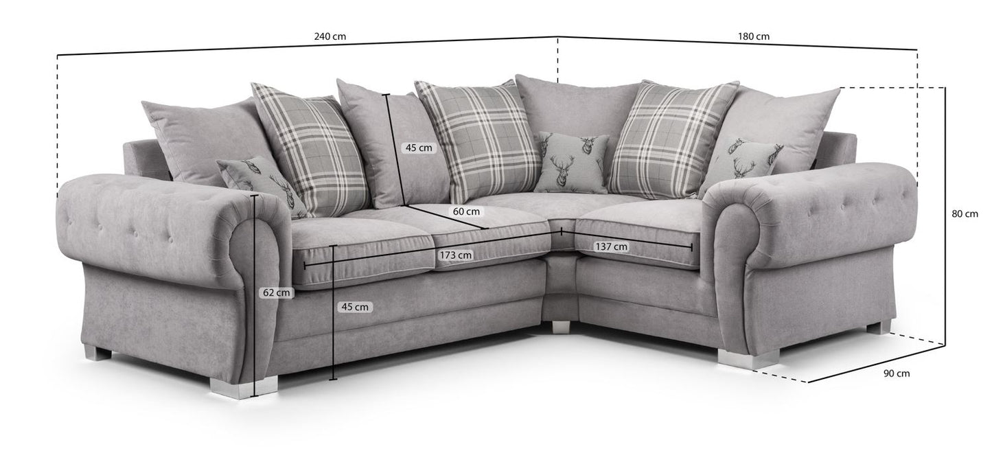 Verona Scatterback Sofa Grey Right Hand Facing Corner