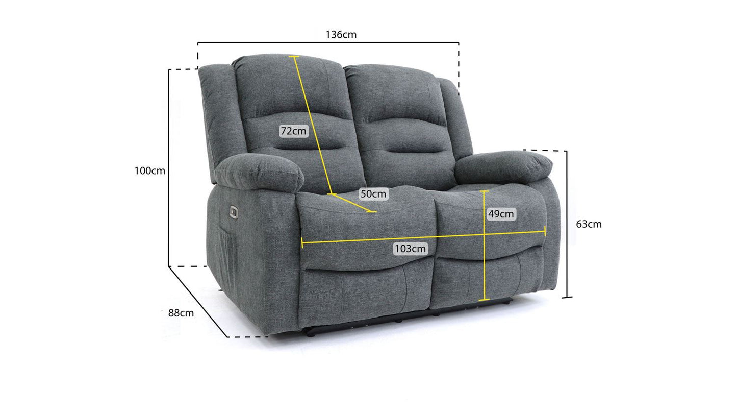 Alva Electric Recliner Sofa Graphite 2 Seater