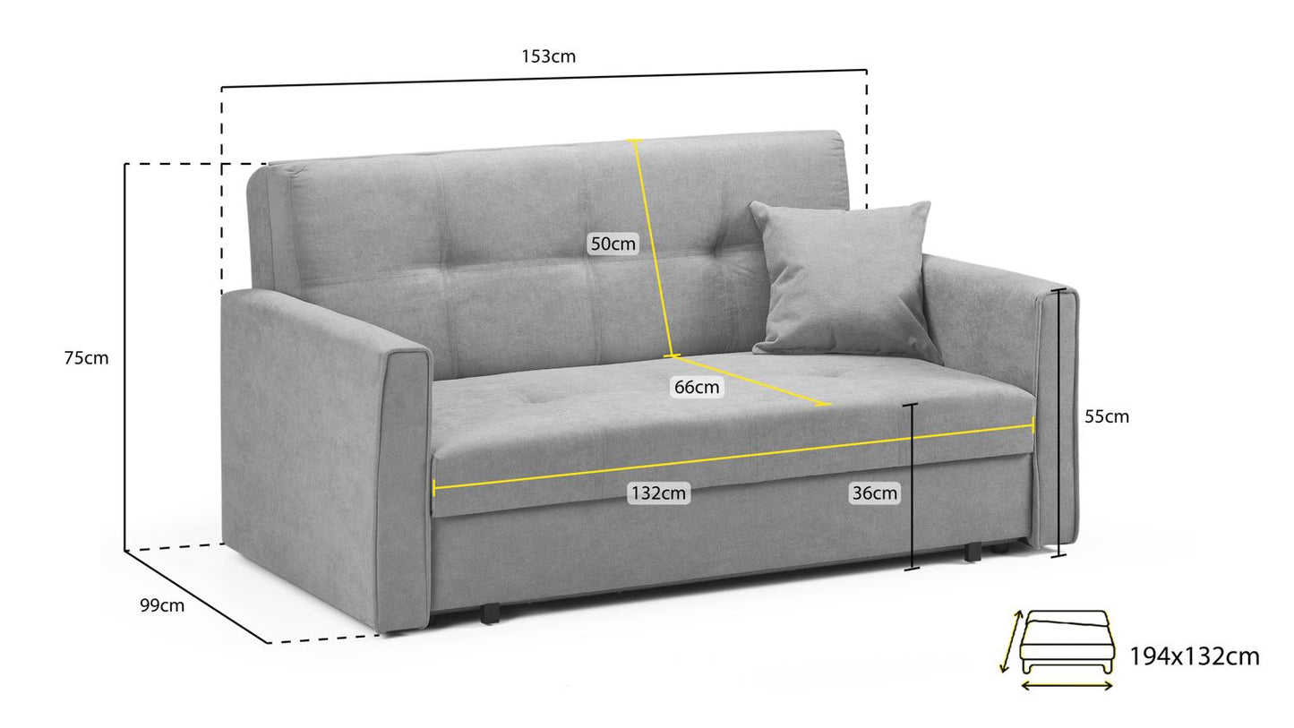 Viva Sofabed Plush Grey 2 Seater