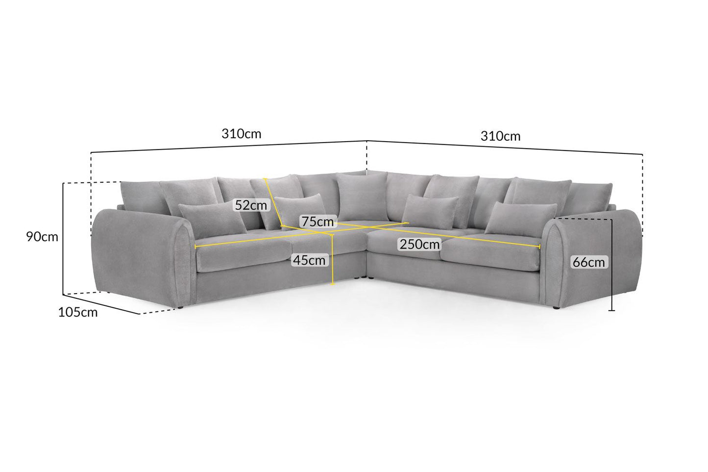 Mirabel Sofa Grey Large Corner