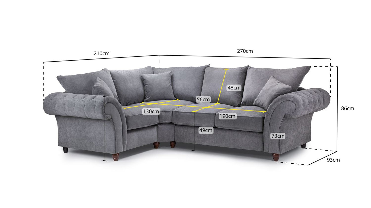 Windsor Fullback Sofa Grey Left Hand Facing Corner