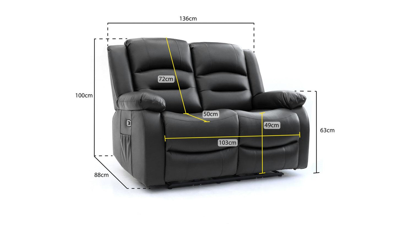 Alva Electric Recliner Sofa Black 2 Seater