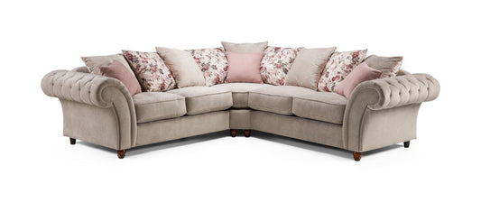 Roma Chesterfield Sofa Beige Large Corner