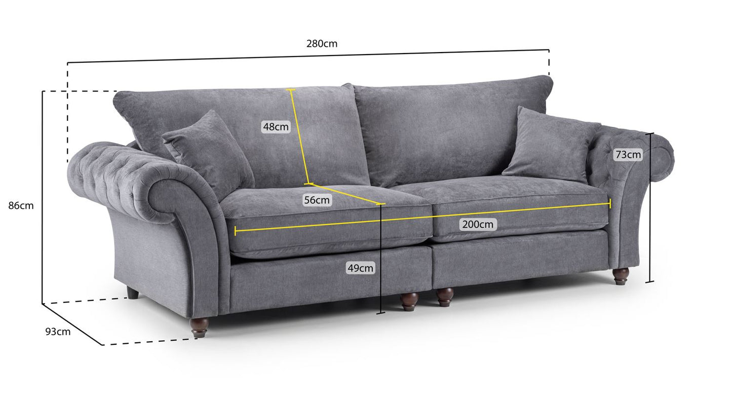 Windsor Fullback Sofa Grey 4 Seater