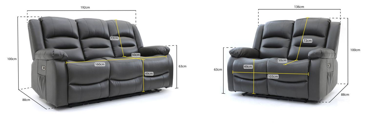 Alva Electric Recliner Sofa Grey 3+2 Set