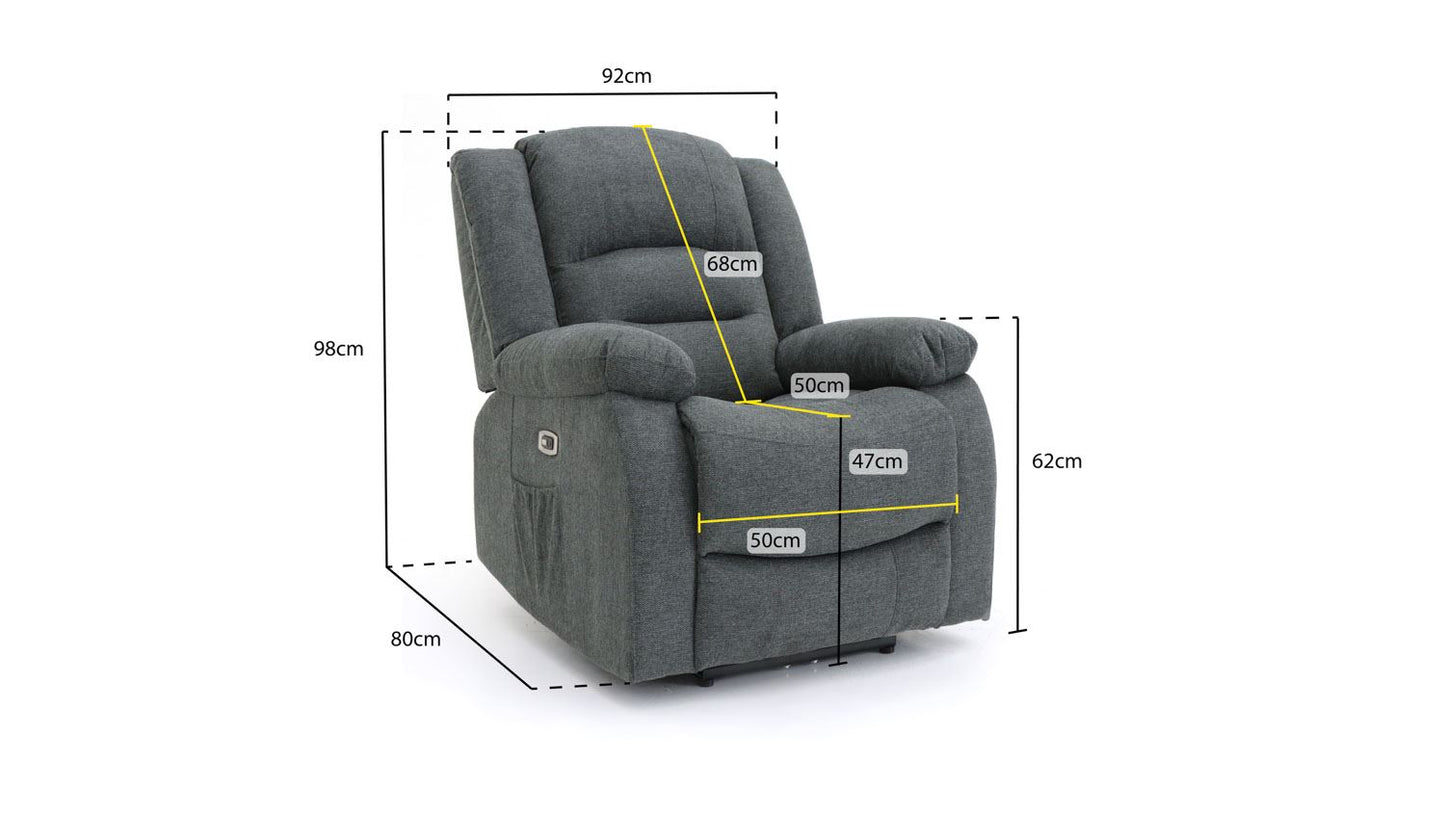 Alva Electric Recliner Sofa Graphite Armchair