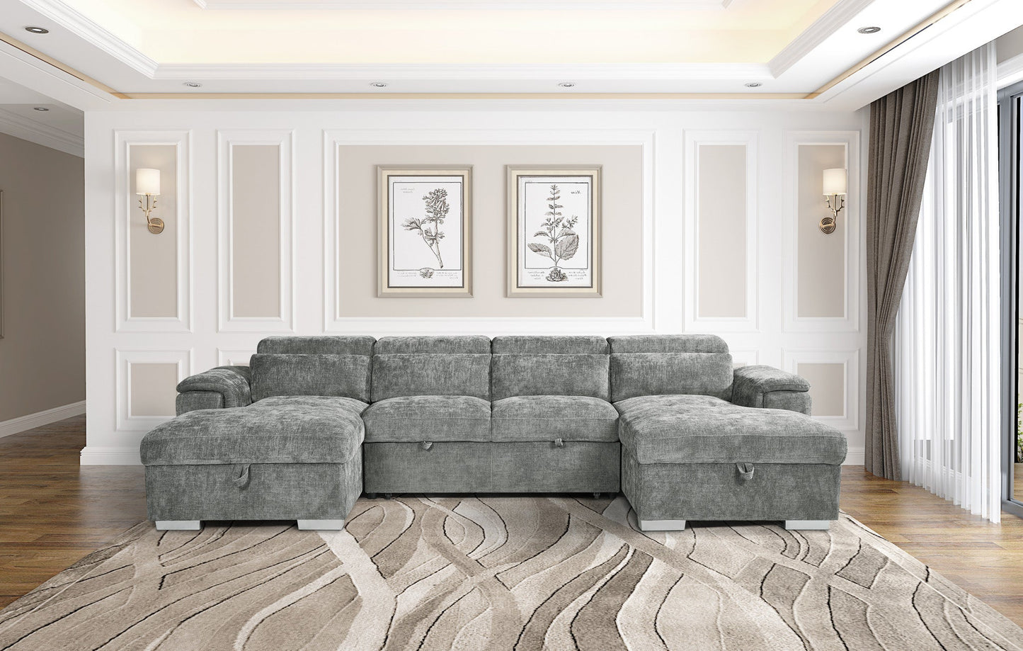 Alaya Sofabed Grey U Shape Corner