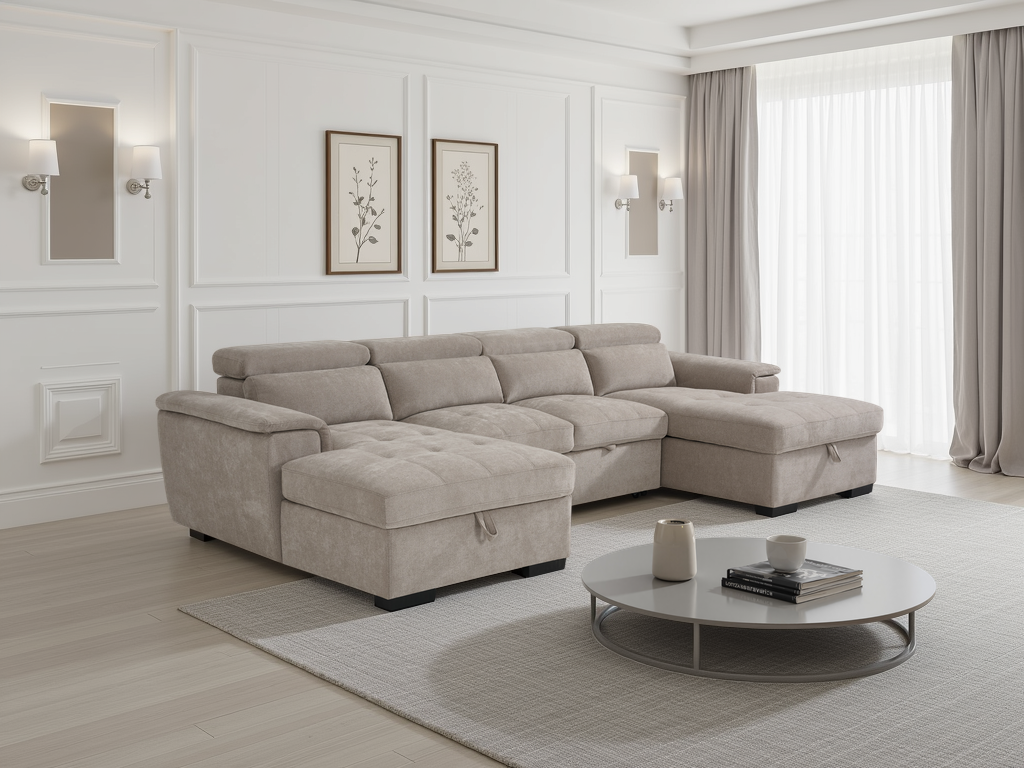 Alaya Sofabed Beige U Shape Corner
