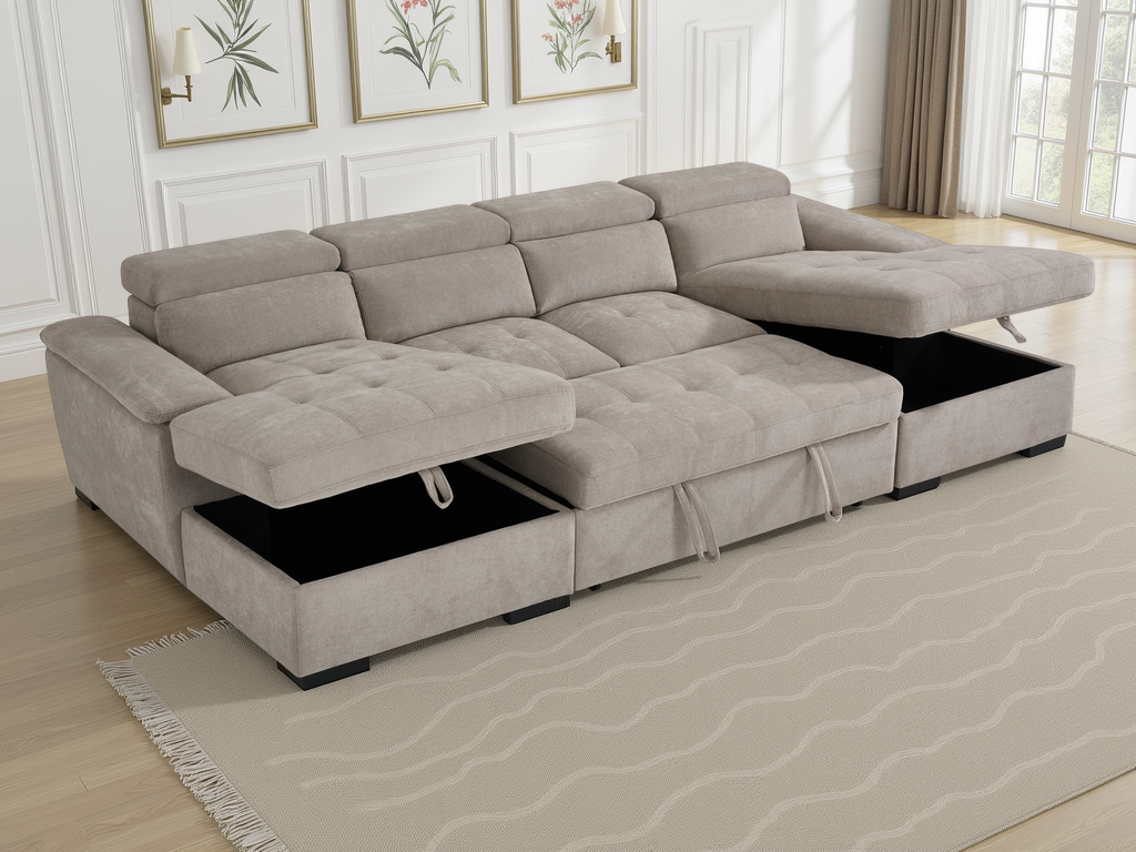 Alaya Sofabed Beige U Shape Corner