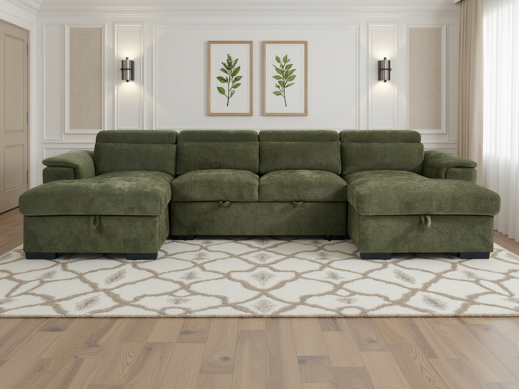 Alaya Sofabed Green U Shape Corner