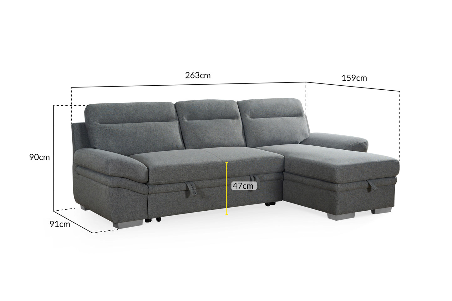 Astra Sofabed Grey Universal Corner