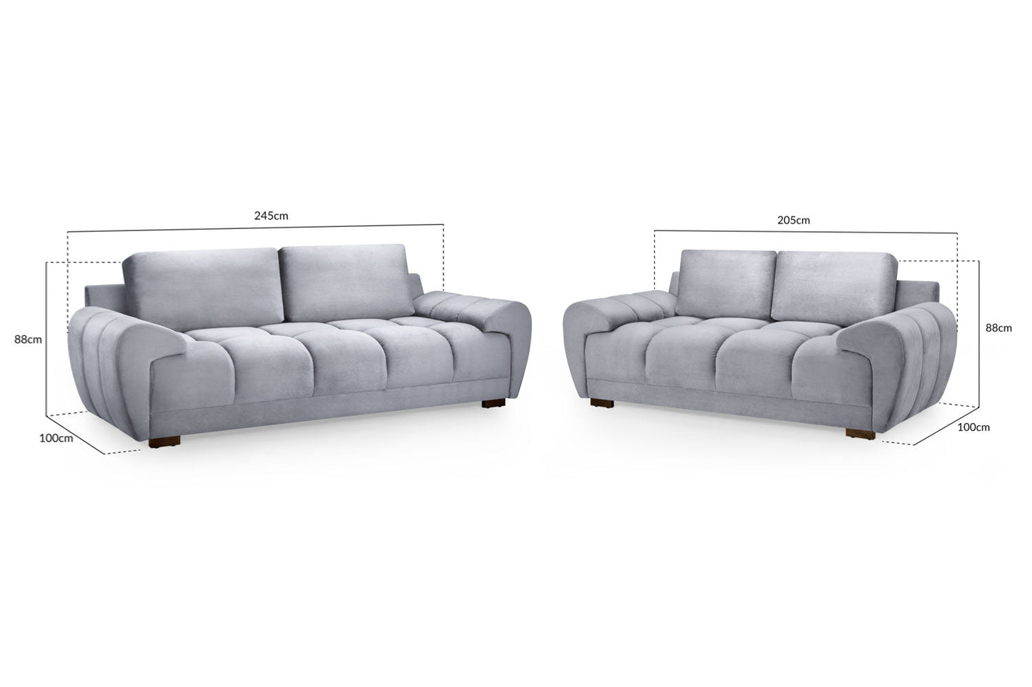 Azzuro Sofa Grey 3+2 Set