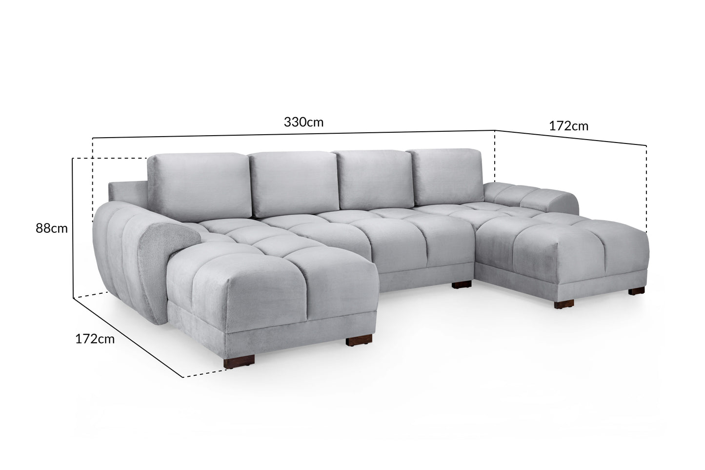 Azzuro Sofa Grey U Shape Corner