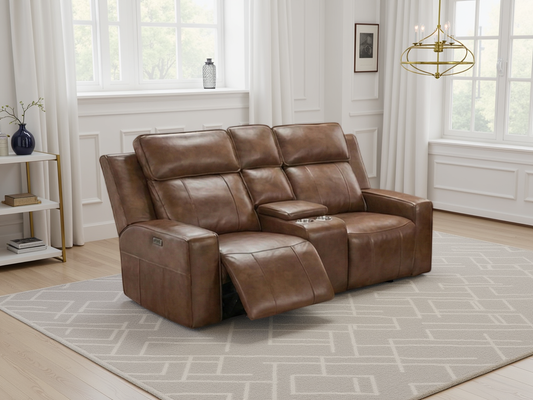 Barcelona Electric Recliner Sofa Brown 2 Seater