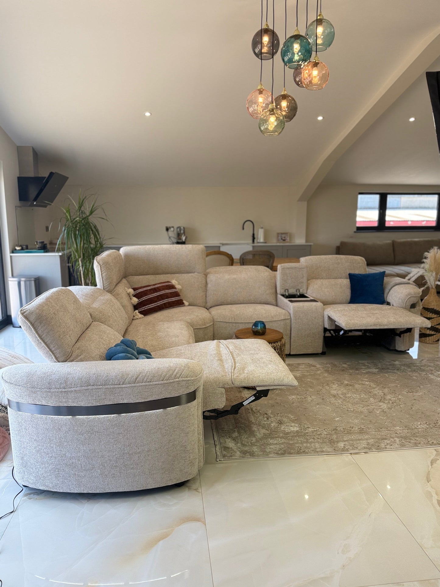 Bicester Electric Recliner Sofa Beige Large Corner