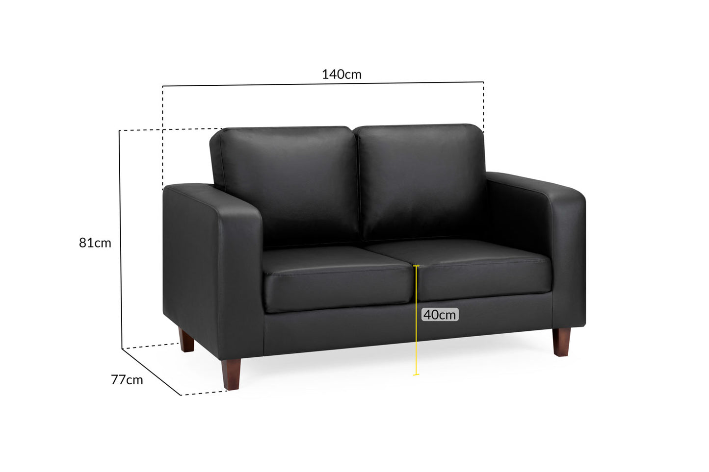 Box Sofa Black 2 Seater